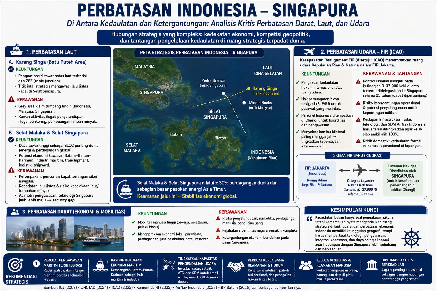 Di Antara Kedaulatan dan Ketergantungan: Membaca Ulang Perbatasan Darat, Laut, dan Udara Indonesia–Singapura