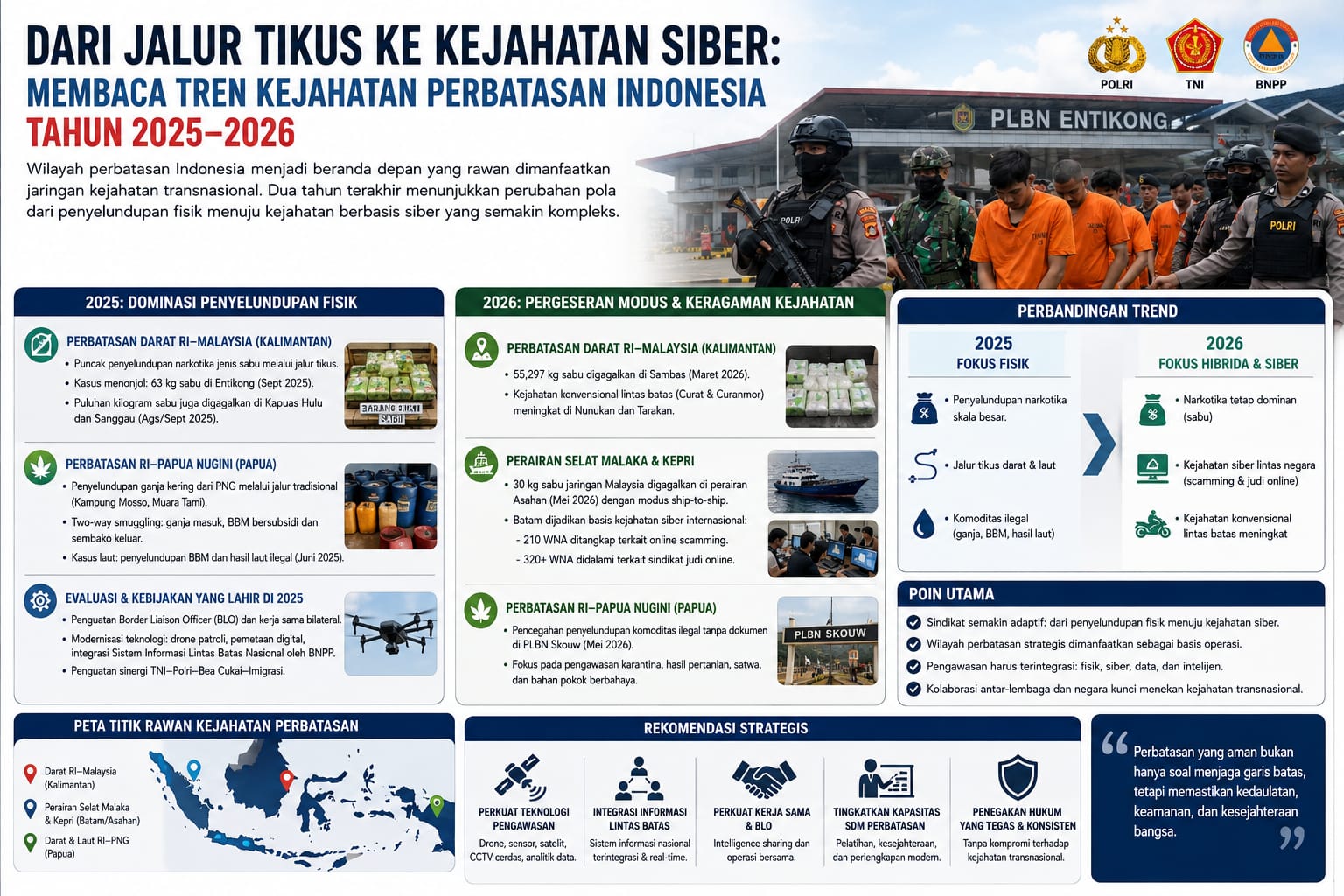 Dari Jalur Tikus ke Kejahatan Siber: Membaca Tren Kejahatan Perbatasan Indonesia Tahun 2025–2026